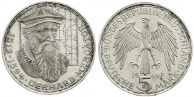 Gedenkmünzen
5 Deutsche Mark, Silber, 1952-1979
Mercator 1969 F. Mit langem "R". prägefrisch