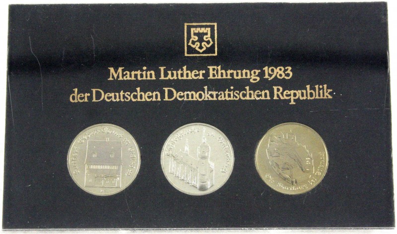 Gedenkmünzen der DDR
Themensatz Martin-Luther-Ehrung: 5 Mark 1983. Schloßkirche...