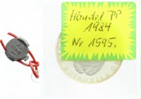 Gedenkmünzen der DDR
20 Mark 1984 A, Händel. Aufkleber auf Kapsel. Polierte Platte, original verplombt