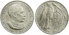 Kaiserreich
Preußen
3 Mark PROBE 1913 von Karl Goetz, München. Bronze. 34 mm; 12,17 g. sehr schön/vorzüglich, Randfehler, nachträglich versilbert...