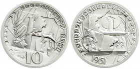 Bundesrepublik Deutschland
Probe v. Victor Huster zu 10 DM in Silber 2001. Bundesverfassungsgericht. Glatter Rand mit Nummerierung 42/141. 34 mm, 25,...