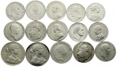 Deutsche Münzen bis 1871
15 Silbermünzen: Doppeltaler Frankfurt 1860 und 1861, Taler Frankfurt 1860, Hannover 1838, Hessen 1841, Preußen 1778 A, 2 X ...