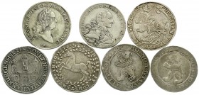 Deutsche Münzen bis 1871
7 X Taler: Augsburg 1765, Brandenburg-Bayreuth 1766, Br.-lün.-Celle 1659, Hamburg 1624, Mansfeld 1659, St. Gallen 1622 (2X)....