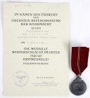 Deutschland
Drittes Reich, 1933-1945
Ostmedaille am Band 1942 mit Urkunde für SS-Unterscharführer Hans Feldmann, 2. SS-Panzerregiment "Theodor Eicke...