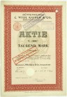 Aktien
Deutschland
Gründeraktie über 1000 Mark, Berlin, Mai 1912. Hüttenwerke C. Wilh. Kayser & Co. AG. Mit Lochentwertung, Bezugsrechtsstempel, Ums...