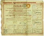 Aktien
Panama
Obligationsschein vom 26. Juni 1888 über 60 Francs der Panama-Kanal-Gesellschaft. Diverse Stempel, Klebemarken und Wellenschnittentwer...