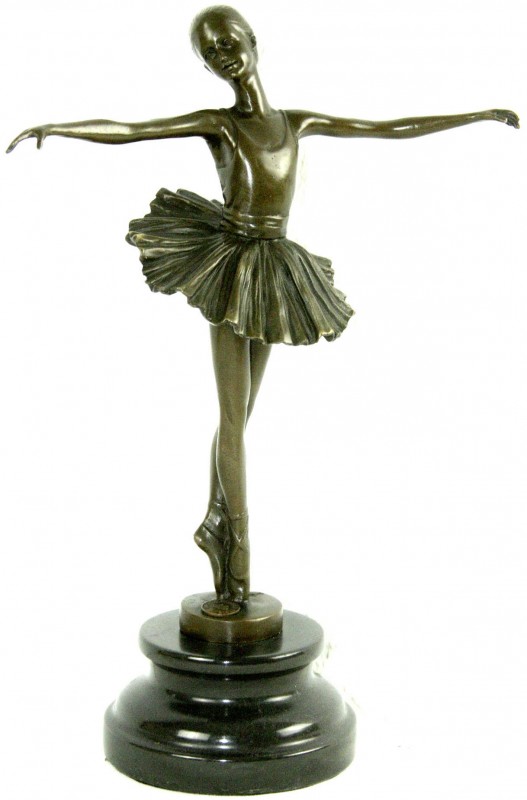 Skulpturen und Plastiken
Bronzeskulptur einer Ballerina in Startposition. Auf M...