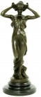 Skulpturen und Plastiken
Bronzeskulptur einer Dame im leichten Kleid, mit beiden Händen ihre Frisur haltend. Signiert Pittaluga. Guss der JB Deposee ...
