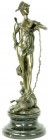 Skulpturen und Plastiken
Frankreich
Bronzeskulptur der nackten Diana mit Schlangenreif, stehend auf einem erlegten Keiler. Signiert Aibert. Auf rund...