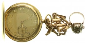 Uhren
Taschenuhren
2 Stück: Fingerring Silber 925 mit eingebauter Damenuhr, Hersteller EMKA, Herren-Savonette Golddoublee Hersteller Gustav Rau, Pfo...