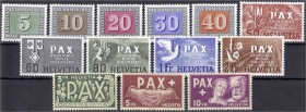Ausland
Schweiz
Pax 1945, kompletter Satz in postfrischer Erhaltung. Mi. 450,-€. **