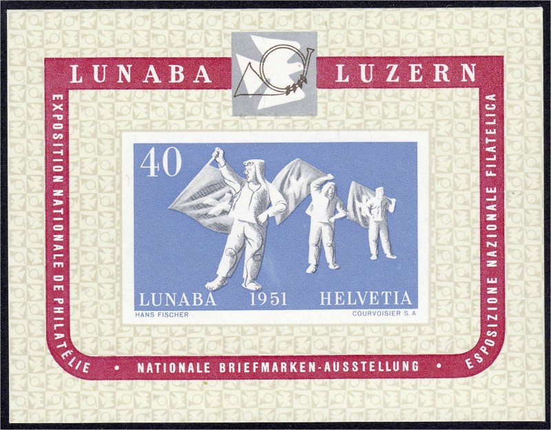 Ausland
Schweiz
LUNABA-Briefmarkenausstellung 1951, postfrisch in Kabinetterha...