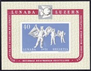 Ausland
Schweiz
LUNABA-Briefmarkenausstellung 1951, postfrisch in Kabinetterhaltung. Mi. 260,-€. **