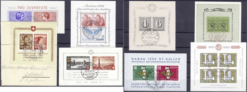 Ausland
Schweiz
Blöcke 1937/1960, acht sauber gestempelte Blockausgaben. Mi. 1...