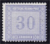 Deutschland
Deutsches Reich
30 Gr. Freimarke für den Innendienst 1872, postfrische Luxuserhaltung. Fotobefund Sommer BPP >einwandfrei