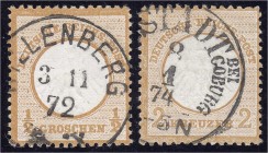 Deutschland
Deutsches Reich
Brustschilde 1872, sauber gestempelt, Kabinetterhaltung, bestens geprüft Hennies BPP.