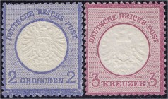 Deutschland
Deutsches Reich
2 Groschen + 3 Kreuzer 1872, großer Brustschild, postfrisch mit Originalgummi in Kabinetterhaltung. **