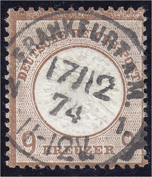 Deutschland
Deutsches Reich
9 Kreuzer Brustschild 1872, zentrisch gestempelt i...