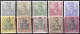 Deutschland
Deutsches Reich
Reichspost 1900, postfrisch in Durchschnittserhaltung. Mi. 850,-€.