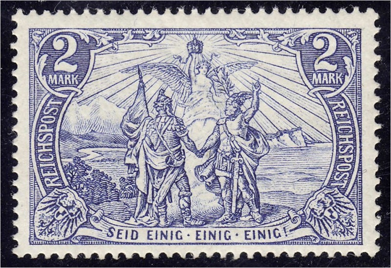 Deutschland
Deutsches Reich
2 M Reichspost 1900, in postfrischer Kabinetterhal...
