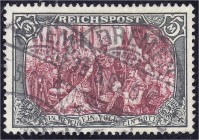 Deutschland
Deutsches Reich
5 M Reichspost 1900, sauber gestempelt, Kabinetterhaltung. Fotoattest Jäschke-Lantelme BPP >einwandfrei