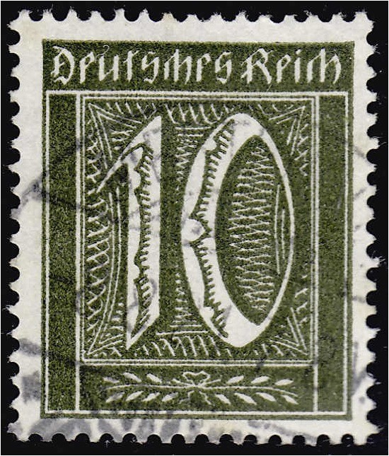 Deutschland
Deutsches Reich
10 Pfennig 1921, Wasserzeichen 1, Farbe ,,schwarzo...
