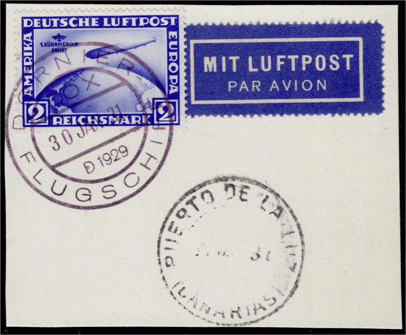 Deutschland
Deutsches Reich
2 RM. Südamerikafahrt 1930, sauber auf Briefstück ...