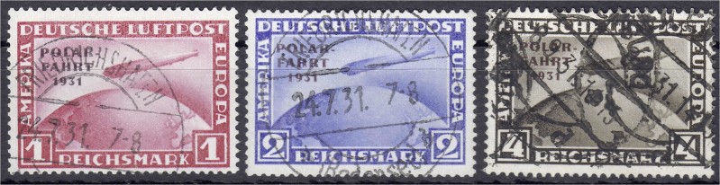 Deutschland
Deutsches Reich
1 M - 4 M Polarfahrt 1931, sauber gestempelter Sat...