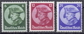 Deutschland
Deutsches Reich
Friedrich der Große 1933, kpl. Satz in postfrischer Erhaltung, 25 Pf. geprüft Schlegel BPP. Mi. 320,-€. **