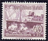 Deutschland
Deutsches Reich
40+35 Pf. Winterhilfswerk 1937, postfrische Erhaltung, senkrechte Gummiriffelung, Mi. 650,-€. **