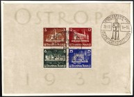 Deutschland
Deutsches Reich
Ostropa-Block 1935, sauber gestempelt mit Sonderstempel auf Briefstück. Mi. 1.100,-€. gestempelt