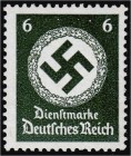 Deutschland
Deutsches Reich
6 Pfennig Dienstmarke 1934, waagerechte Gummiriffelung, postfrische Luxuserhaltung. Fotobefundkopie Oechsner BPP. **