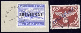 Deutschland
Feldpostmarken
Insel Rhodos u. Agramer Aufdruck 1944, gestempelt, geprüft Mogler BPP und Fotoattest Pickenpack BPP.