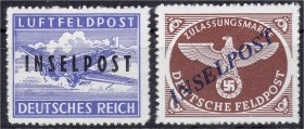 Deutschland
Feldpostmarken
Rhodos und Agram Aufdruck 1944, postfrische Erhaltung, geprüft Rungas/Mogler BPP.