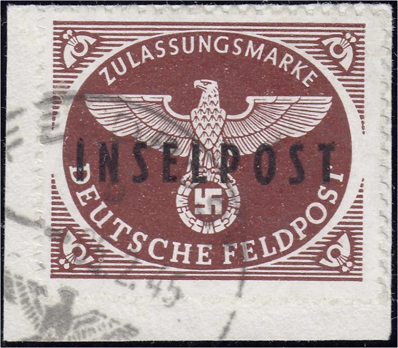 Deutschland
Feldpostmarken
Insel Rhodos Zulassungsmarke 1944, gestempelt auf B...