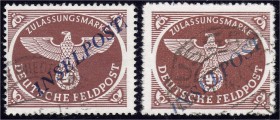 Deutschland
Feldpostmarken
Agramer Aufdruck 1944, gestempelt, Nr. 10 A b II Fotoattest Rungas BPP und 10 B b I signiert Rungas.