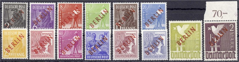 Deutschland
Berlin
Rotaufdruck 1949, kompletter Satz in postfrischer Erhaltung...