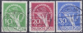 Deutschland
Berlin
Währungsgeschädigte 1949, sauber gestempelter Satz. Fotobefund Schlegel BPP >Die Qualität ist einwandfrei, in der für diese Ausga...