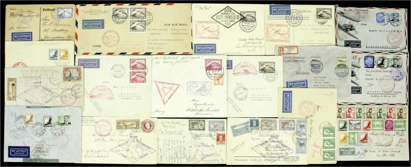 Briefe
Lots und Sammlungen
Zeppelin-Luftpost: Interessante Partie von ca. 60 B...