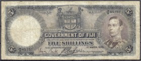 Ausland
Fiji
5 Shillings 1.3.1938. III-IV, selten