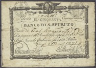 Ausland
Italien-Kirchenstaat
Banco di S. Spirito. 50 Baiocchi 1798. Wert in Worten geschrieben. III-, kl. Einriss und kl. Loch durch Papierfehler, s...