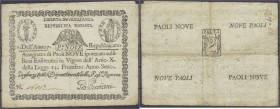 Ausland
Italien-Kirchenstaat
Prima Republica Romana, Assegnato zu 9 Paoli anno 7 (1798). Rs. rechteckiges Wertsiegel. III, selten