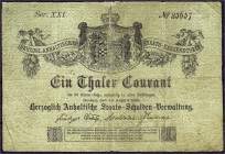 Altdeutschland
Anhalt
1 Thaler Herzoglich Anhaltische Staats-Schulden-Verwaltung 1.8.1866. Serie XXI. IV-V, kl. Loch und dünne Stelle sowie kl. hint...