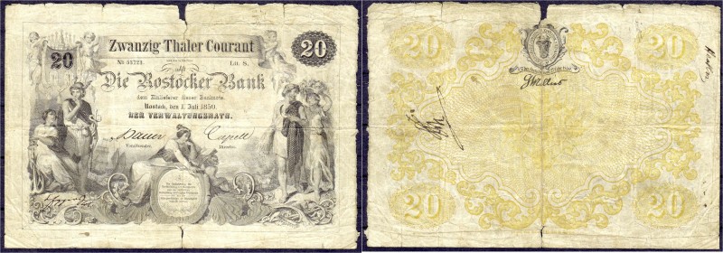 Altdeutschland
Mecklenburg-Schwerin
20 Thaler der Rostocker Bank 1.7.1850. IV,...