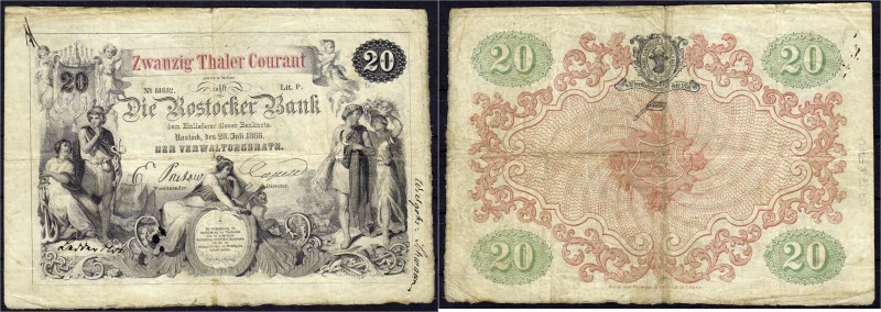 Altdeutschland
Mecklenburg-Schwerin
20 Thaler der Rostocker Bank 28.7.1866. II...