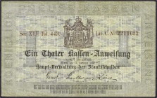Altdeutschland
Preußen
1 Thaler 13.2.1861, Kassen-Anweisung, Berlin. Serie XII. Wappen graubraun. III, selten