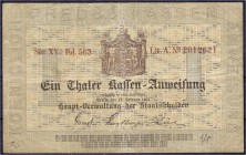 Altdeutschland
Preußen
1 Thaler 13.2.1861, Kassen-Anweisung, Berlin. Serie XV. Wappen grauviolett. III-IV, selten
