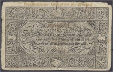 Altdeutschland
Preußen
1 Thaler Tresor-Schein o.D. (1809) Rs. mit Aufdruck in Rot: 'Realisations-Comptoir zu Breslau'. V, gerissen und hinterlegt, s...