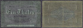 Altdeutschland
Sachsen
1 Thaler Umdruck von 1870. Leipzig-Dresdner Eisenbahn-Compagnie, im 30-Thaler Fuss. III, selten