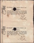 Altdeutschland
Sachsen-Altenburg, Herzogtum
2 X 5 Thaler (senkr. zusammenhängend) 19. May 1785. Floß-Cassen-Billet. Jew. mit Lochstanzung. Druck ein...